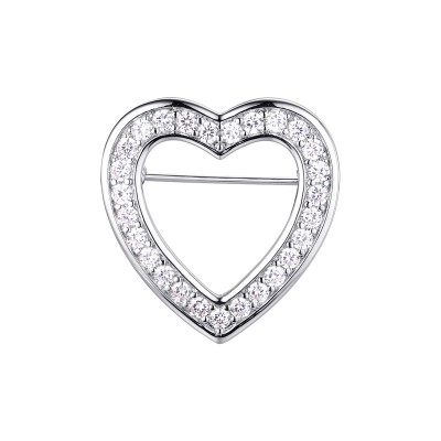 Брошь серебряная с фианитами «Сердце сияния» Fresh Jewelry (арт.CZ-Br03373-X-W-X-X-W)