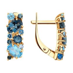Серьги золотые пробы 585 с миксом камней (Арт.724260)