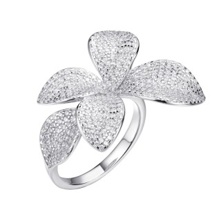 Кольцо серебряное с фианитами «Flower Blossom» Fresh Jewelry (арт.CZ-R01803-X-W-X-X-W)