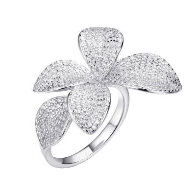 Кольцо серебряное с фианитами «Flower Blossom» Fresh Jewelry (арт.CZ-R01803-X-W-X-X-W)