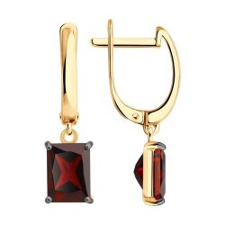Серьги из золочёного серебра с гранатами (Арт.92023192)