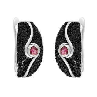 Серьги серебряные с корундом «Черная Вселенная» Fresh Jewelry (арт.Gl-E00142-X-W-Pin-X-B)