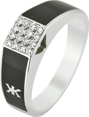 Кольцо из белого золота с бриллиантом и эмалью (Арт.9163dlng)