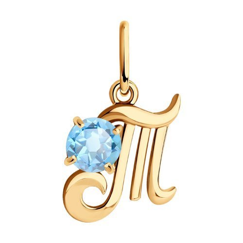 Подвеска буква золотая пробы 585 с топазом (Арт.731303)