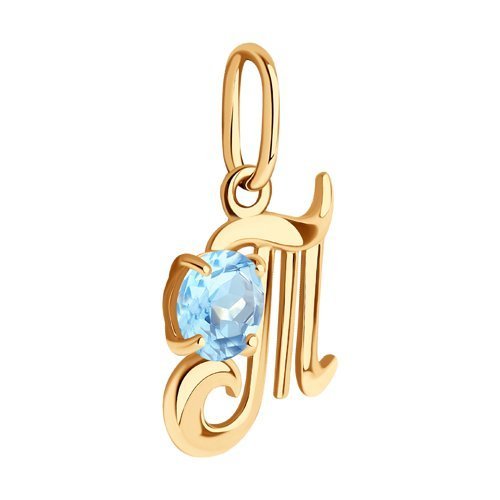 Подвеска буква золотая пробы 585 с топазом (Арт.731303)