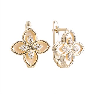 Серьги серебряные с жемчугом и фианитами «Lace Bloom» Fresh Jewelry (арт.PI-E04286-X-L-PN-X-W)
