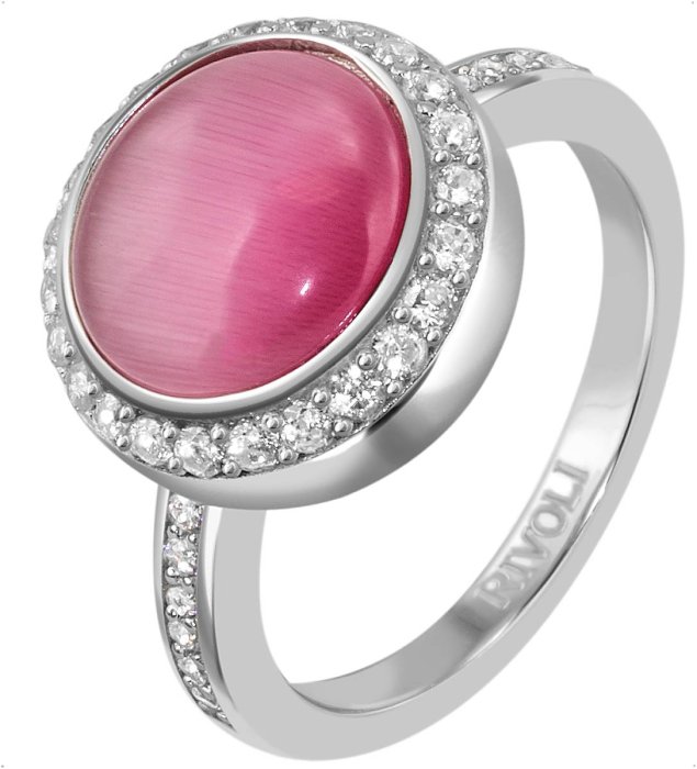 Кольцо из серебра с кошачим глазом и куб. цирконием (Арт.fgr-4-10-h-31-s)