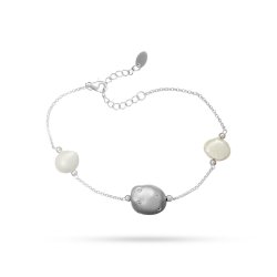 Браслет из серебра с жемчугом и куб. цирконием (Арт.rb-b343-2-x-w-pn-x-w)