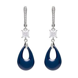 Серьги из серебра с керамикой и куб. цирконием (Арт.tc-e00967-vl-w-w-x-w)