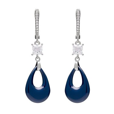 Серьги из серебра с керамикой и куб. цирконием (Арт.tc-e00967-vl-w-w-x-w)