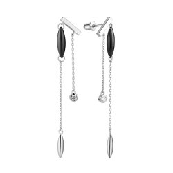 Серьги из серебра с керамикой и фианитом (Арт.tc-e01839-b-w-x-x-w)