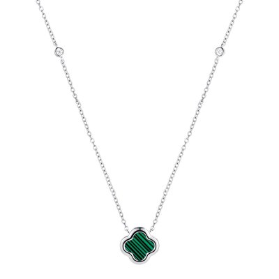 Ожерелье из серебра с малахитом и фианитом (Арт.tc-n02157-x-w-mal-x-w)