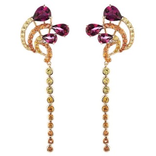 Серьги с родолитом и сапфирами «Гармония Огня» из золота 585 MyJewels (арт.ER-33022_SR_SM_RH_YG)