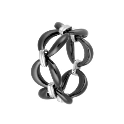 Кольцо серебро с керамикой «Ceramic Chain» Fresh Jewelry (арт.TC-R00296-B-W-X-X-X)