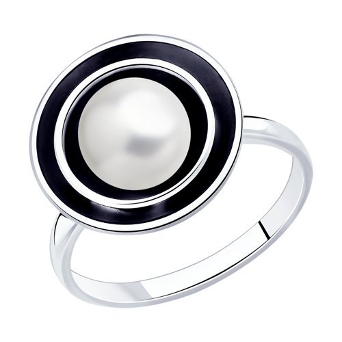 Кольцо из чернёного серебра с жемчугом (Арт.95010123)