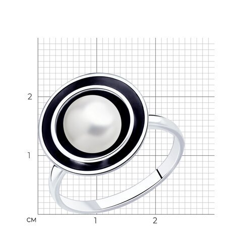 Кольцо из чернёного серебра с жемчугом (Арт.95010123)