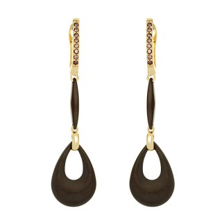 Серьги с керамикой и кубическим цирконием «Lemon Noir» Fresh Jewelry (арт.TM-E00097-BR-L-X-X-DB)