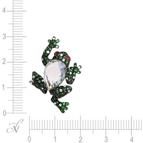 Брошь из золота с бриллиантом и празиолитом (Арт.hf03673p-w-ga_brp_os_ga_tv_blk)