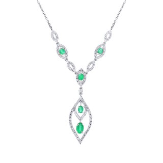 Ожерелье с бриллиантами и изумрудами «Изумрудное созвездие» MY JEWELS (арт.KR2113N-W_E-16_EM_WG)