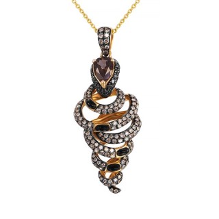 Цепь из золота с бриллиантами, ониксом и раухтопазом «Танец Ночи» MyJewels (арт.PT-31644)