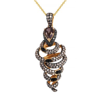 Цепь из золота с бриллиантами, ониксом и раухтопазом «Танец Ночи» MyJewels (арт.PT-31644)