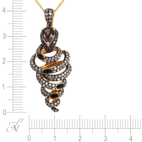 Цепь из золота с бриллиантом и ониксом (Арт.pt-31644_tsp_db_dn_ox_sq_yg)