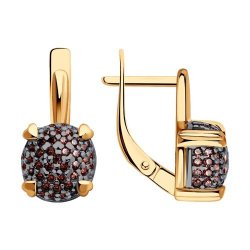 Серьги из золочёного серебра с фианитами (Арт.93-120-01991-2)