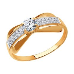 Кольцо из золочёного серебра с фианитами (Арт.93010497)