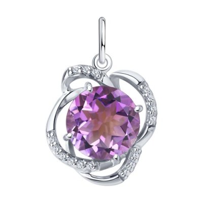Подвеска из серебра с аметистом и фианитами (Арт.94-330-01920-1)