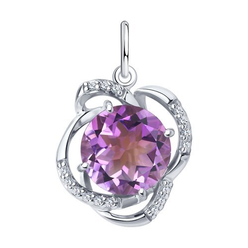 Подвеска из серебра с аметистом и фианитами (Арт.94-330-01920-1)