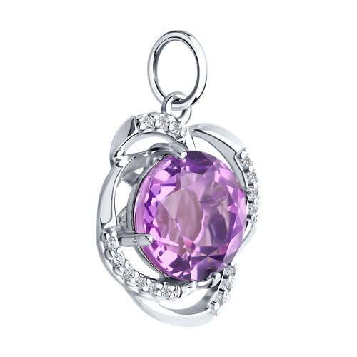 Подвеска из серебра с аметистом и фианитами (Арт.94-330-01920-1)