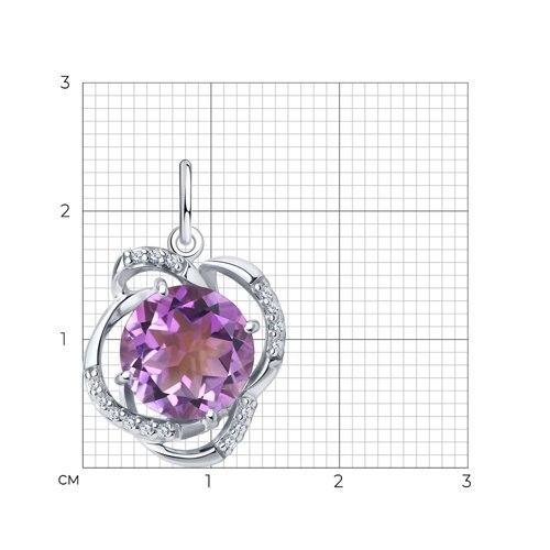 Подвеска из серебра с аметистом и фианитами (Арт.94-330-01920-1)