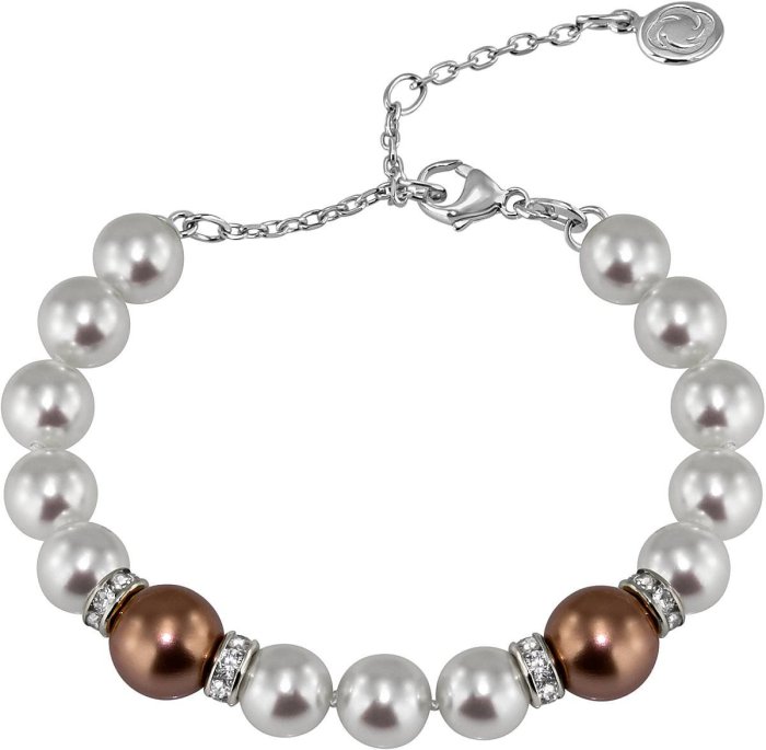 Браслет из серебра с жемчугом и куб. цирконием (Арт.102b-sr5-1-9)