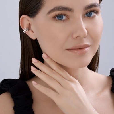 Серьга из серебра 925 без вставок «Линии свободы» Соколов (арт.9417)