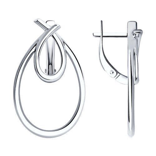 Серьги из серебра с родиевым покрытием «Переплетенная капля» SOKOLOV (арт.01566)