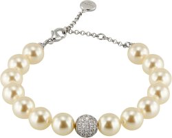 Браслет из серебра с жемчугом и кристаллом swarovski (Арт.5b-sk-3)