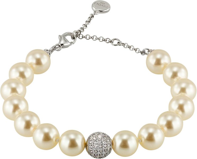Браслет из серебра с жемчугом и кристаллом swarovski (Арт.5b-sk-3)