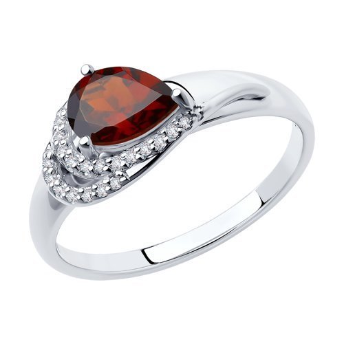 Кольцо из серебра с гранатом и фианитами (Арт.94-310-00548-2)