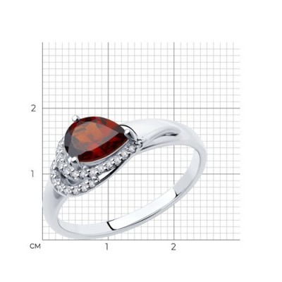 Кольцо из серебра с гранатом и фианитами «Алая капля» SOKOLOV (арт.94-310-00548-2)