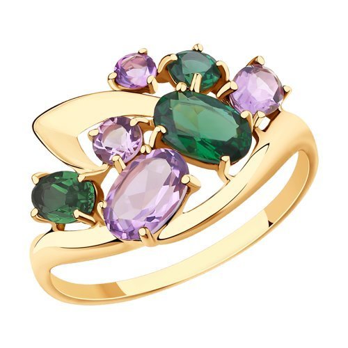 Кольцо золотое пробы 585 с миксом камней (Арт.51-310-00392-1)