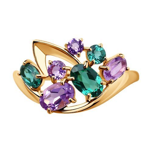 Кольцо золотое пробы 585 с миксом камней (Арт.51-310-00392-1)