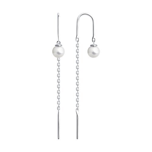 Серьги из серебра с жемчугом (Арт.94-323-01495-1)