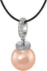 Кулон из серебра с жемчугом и кристаллом swarovski (Арт.abp-1-12-12-s)