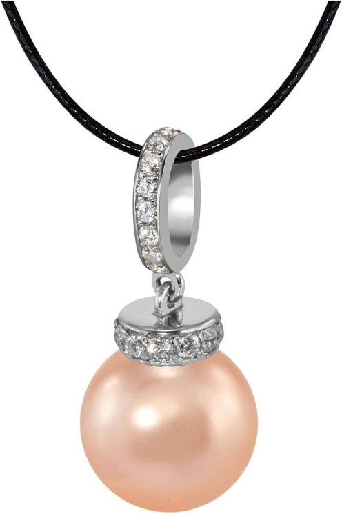 Кулон из серебра с жемчугом и кристаллом swarovski (Арт.abp-1-12-12-s)