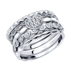 Наборное кольцо из серебра с фианитами (Арт.94011708)