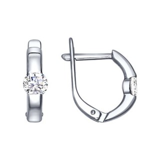 Серьги из серебра с фианитом «Сияние линей» Соколов (арт.94020415)