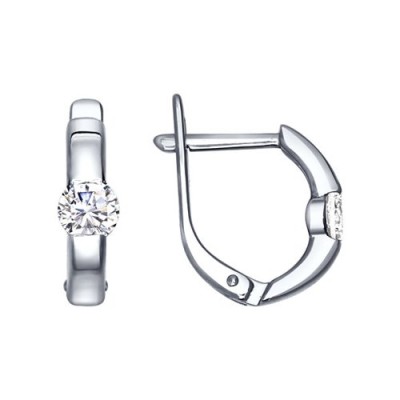 Серьги из серебра с фианитом «Сияние линей» Соколов (арт.94020415)