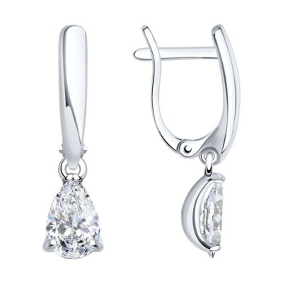 Серьги из серебра с фианитом «Капля Света» Соколов (арт.94021997)