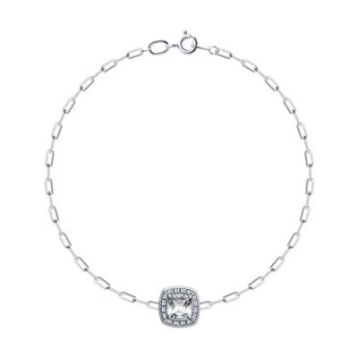 Браслет золотой 585 с бриллиантом и горным хрусталём «Ледяное Сияние» Соколов (арт.75-00022-3)