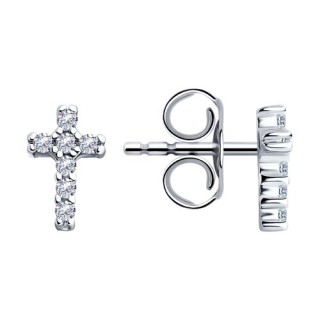 Серьги из серебра с фианитами «Сияющий Крестик» Соколов (арт.94025754)